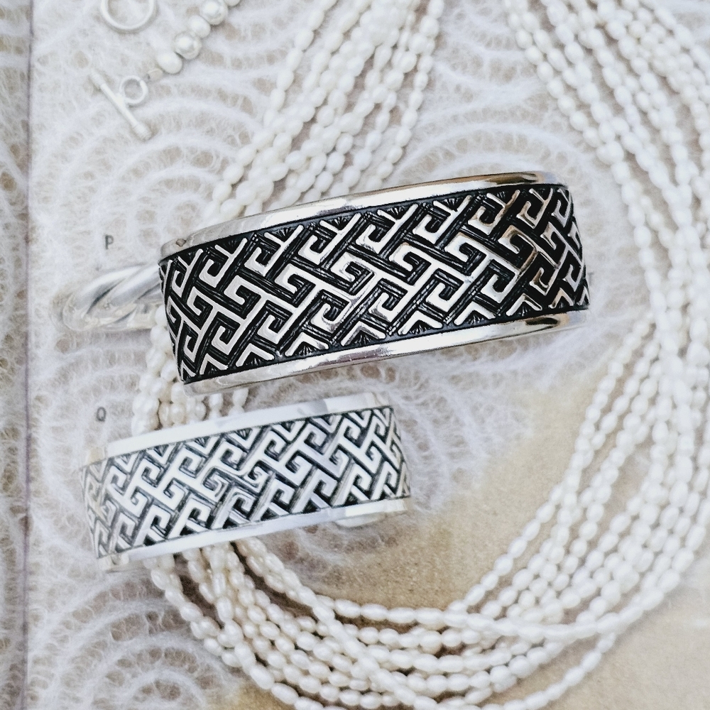 Silpada Rare Sterling Silver Oxidized Aztec Wide Cuff Vintage Bracelet B1165